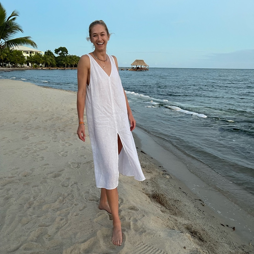 Reformation white Linen dress / coverup size Large